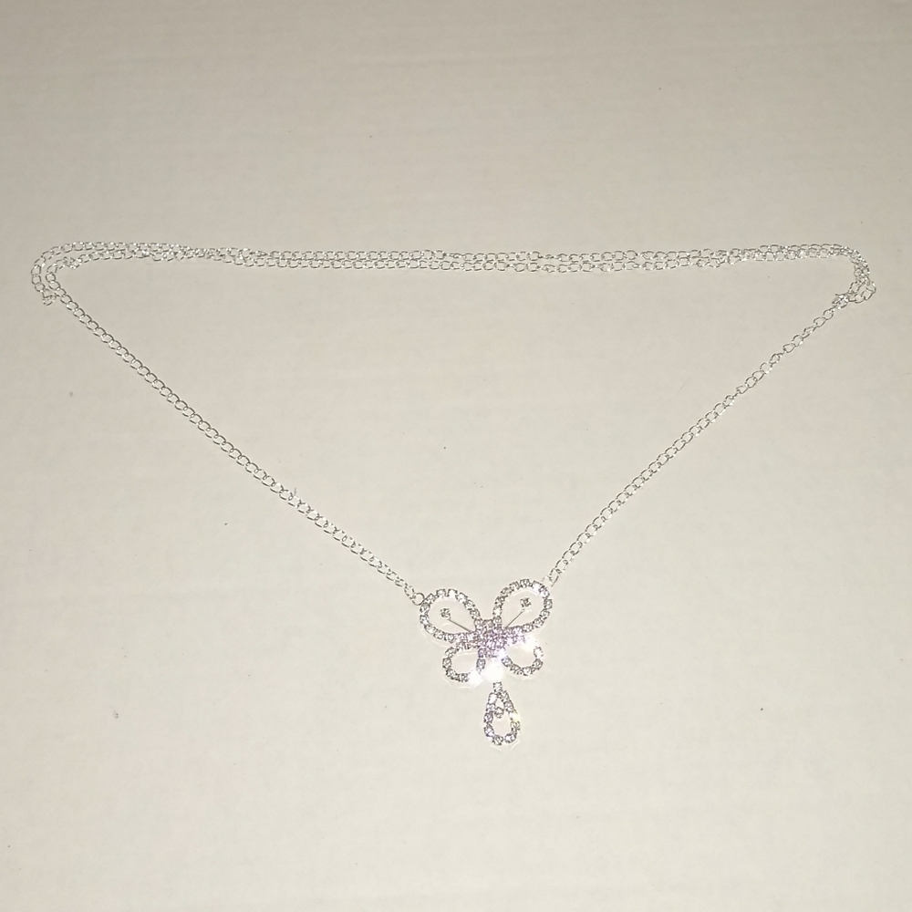 Diamante Butterfly Pendant Chain Belt